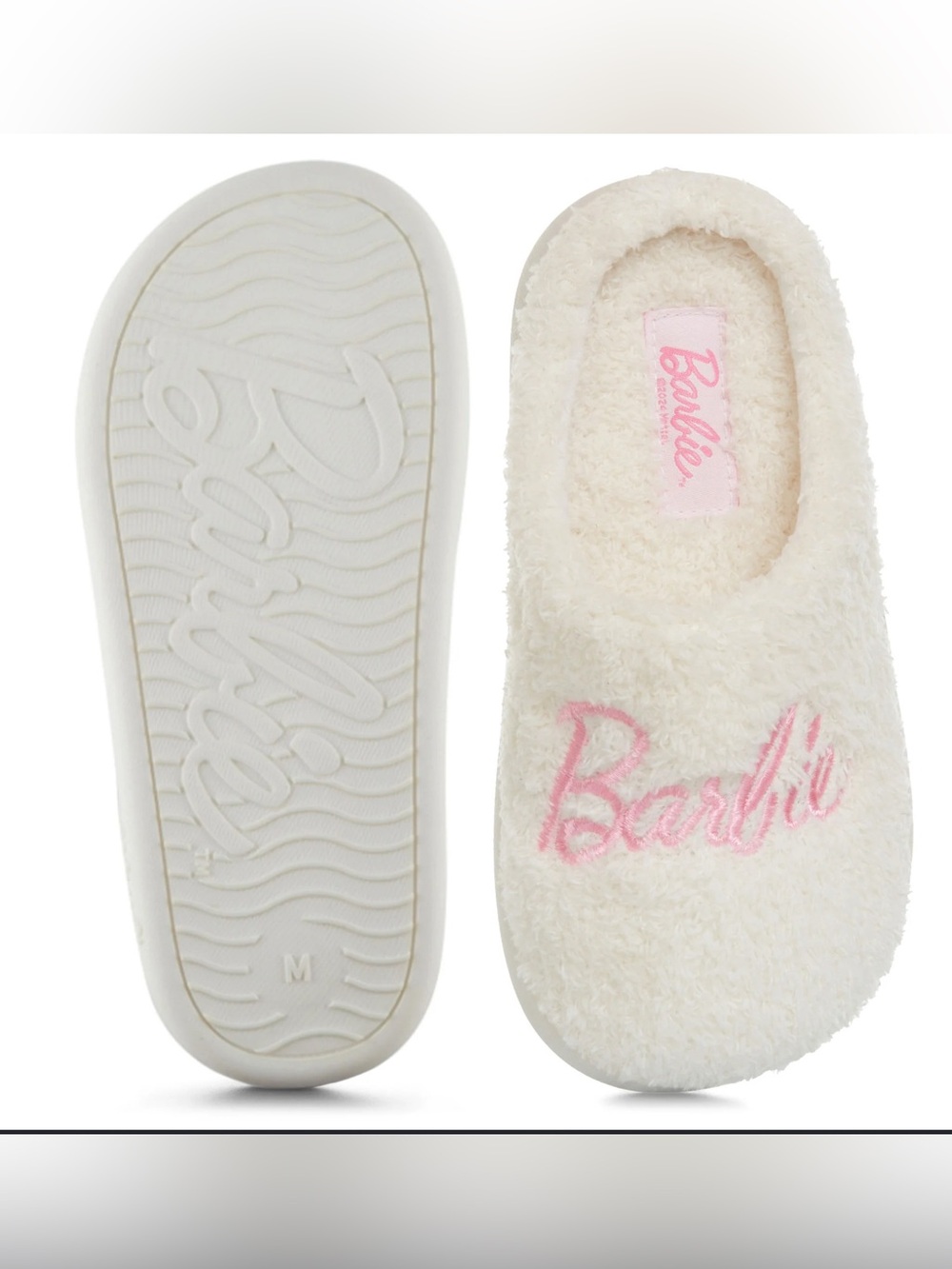 NWT Barbie Women’s Fuzzy Slip-On Slippers w/ Memory Foam